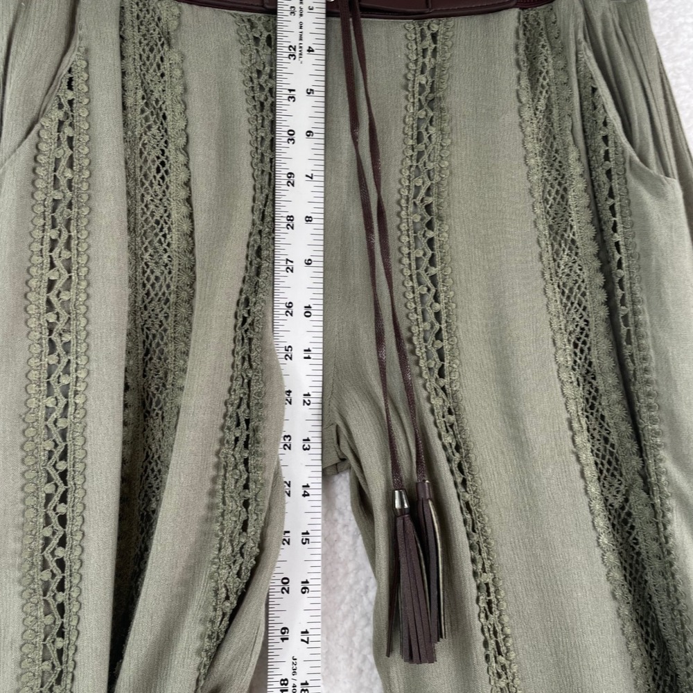 Altard State Womens L Sage Green Wide Leg Palazzo Pants Corset Waist Lace 17G361 - Picture 9 of 13